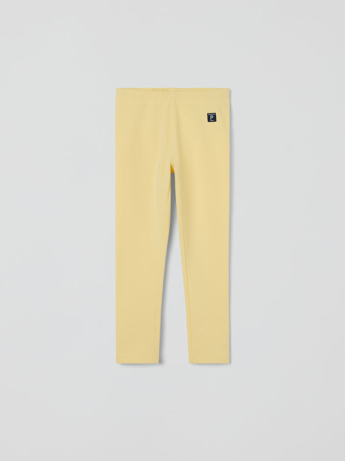 Yellow Organic Kids Leggings from the Polarn O. Pyret baby collection. Nordic kids clothes made from sustainable sources.