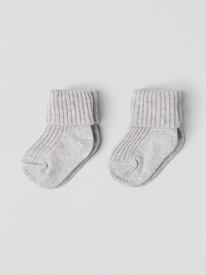 2 Pack grey Baby Socks from the Polarn O. Pyret baby collection. Ethically produced kids clothing.