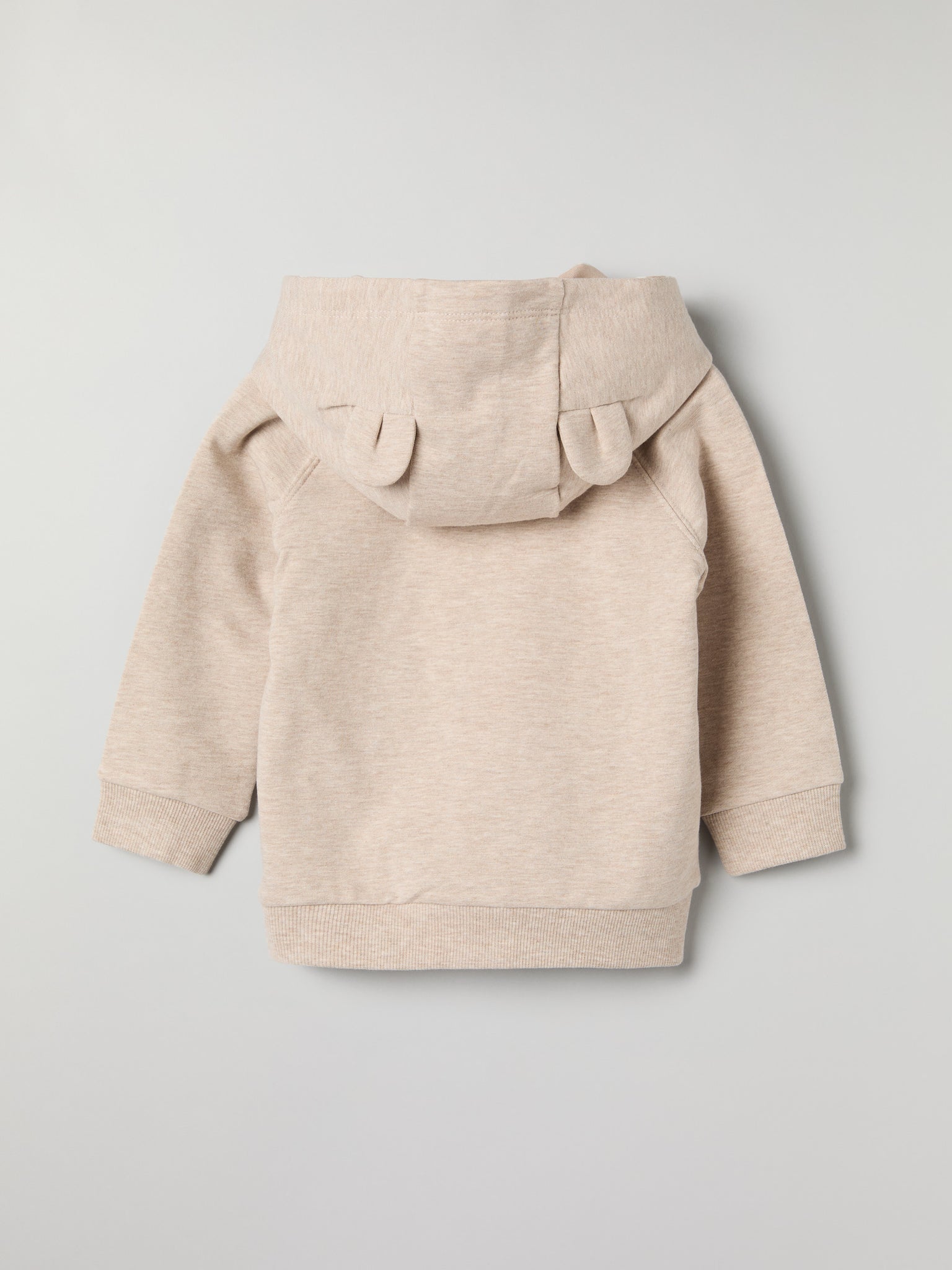 Beige Baby Hoodie from the Polarn O. Pyret baby collection. Nordic kids clothes made from sustainable sources.