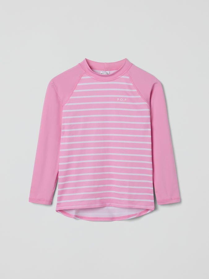 Pink UV Kids Swim Top from the Polarn O. Pyret baby collection. Nordic kids clothes made from sustainable sources.