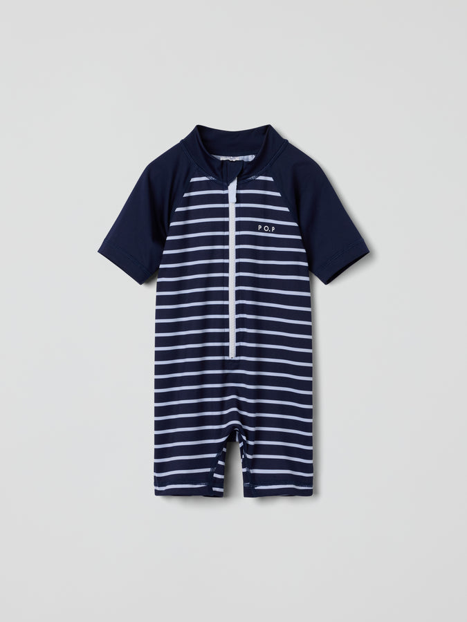 Navy UV Kids Swimsuit from the Polarn O. Pyret baby collection. Nordic kids clothes made from sustainable sources.