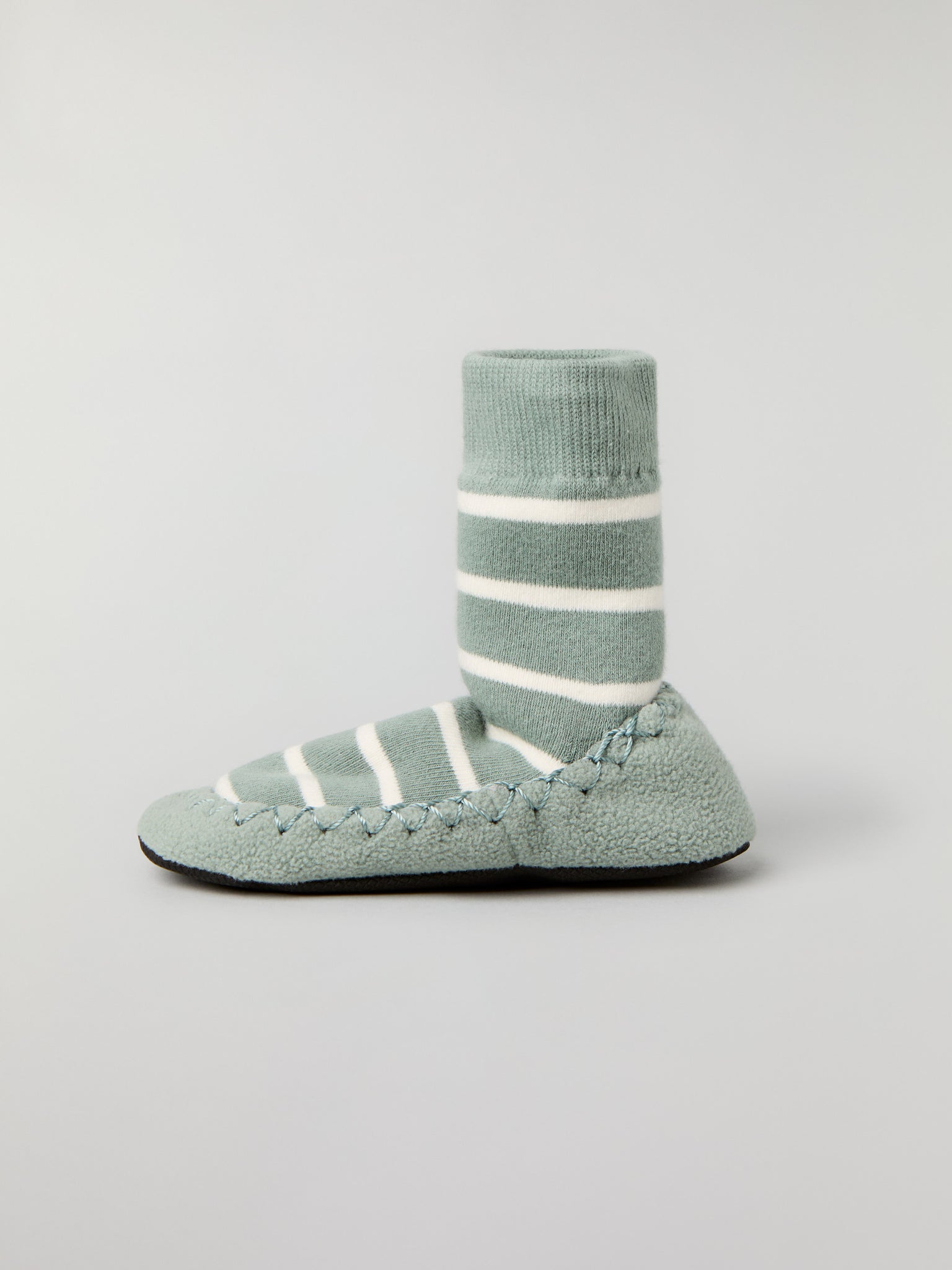 Green Striped Kids Moccasins from Polarn O. Pyret kidswear. Nordic kids clothes made from sustainable sources.