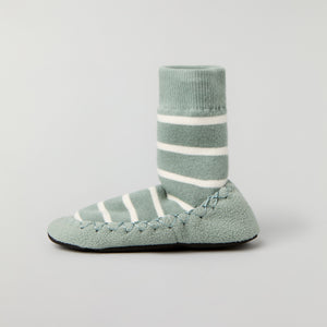 Green Striped Kids Moccasins from Polarn O. Pyret kidswear. Nordic kids clothes made from sustainable sources.