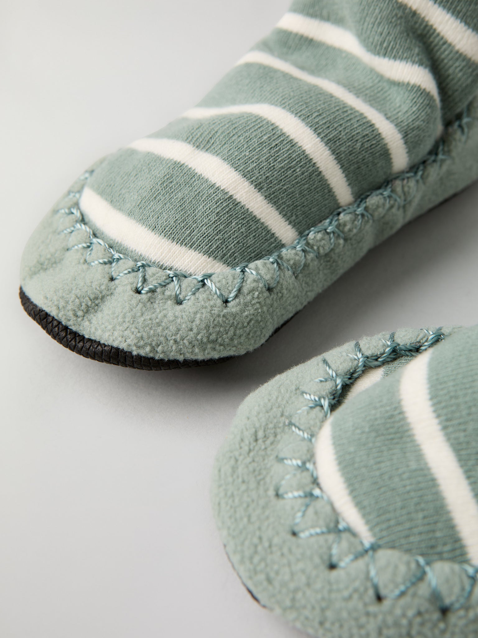 Green Striped Kids Moccasins from Polarn O. Pyret kidswear. Nordic kids clothes made from sustainable sources.