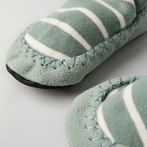 Green Striped Kids Moccasins from Polarn O. Pyret kidswear. Nordic kids clothes made from sustainable sources.