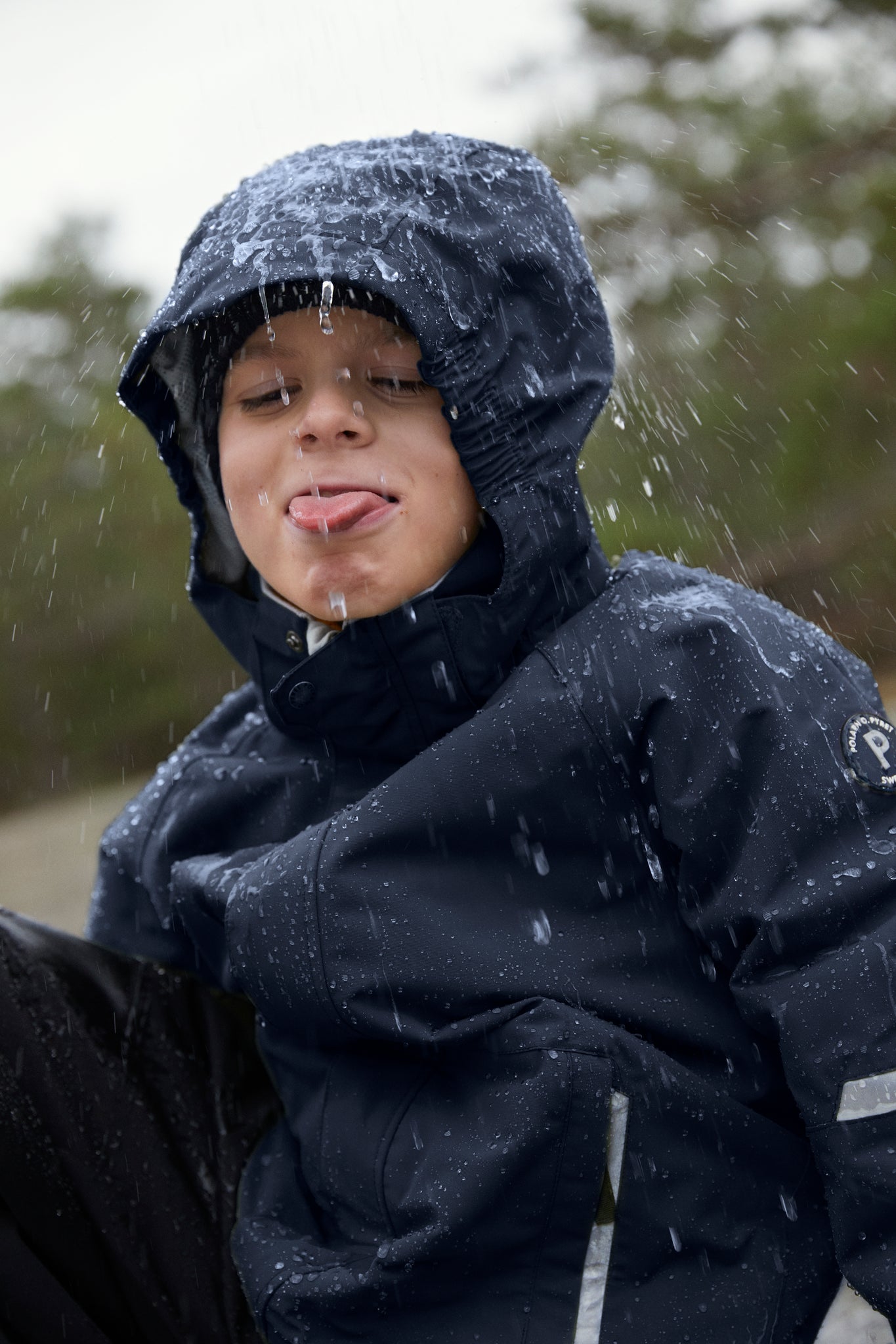 Navy Waterproof Kids School Coat