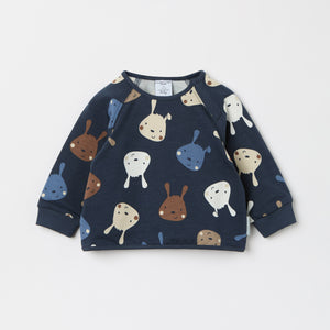 Bunny Print Baby Sweatshirt from the Polarn O. Pyret baby collection. Nordic kids clothes made from sustainable sources.