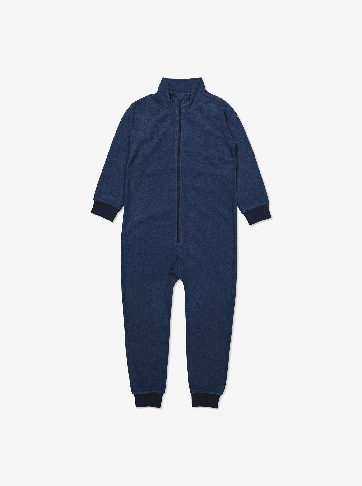 Blue Fleece Lined Striped Kids Rainsuit