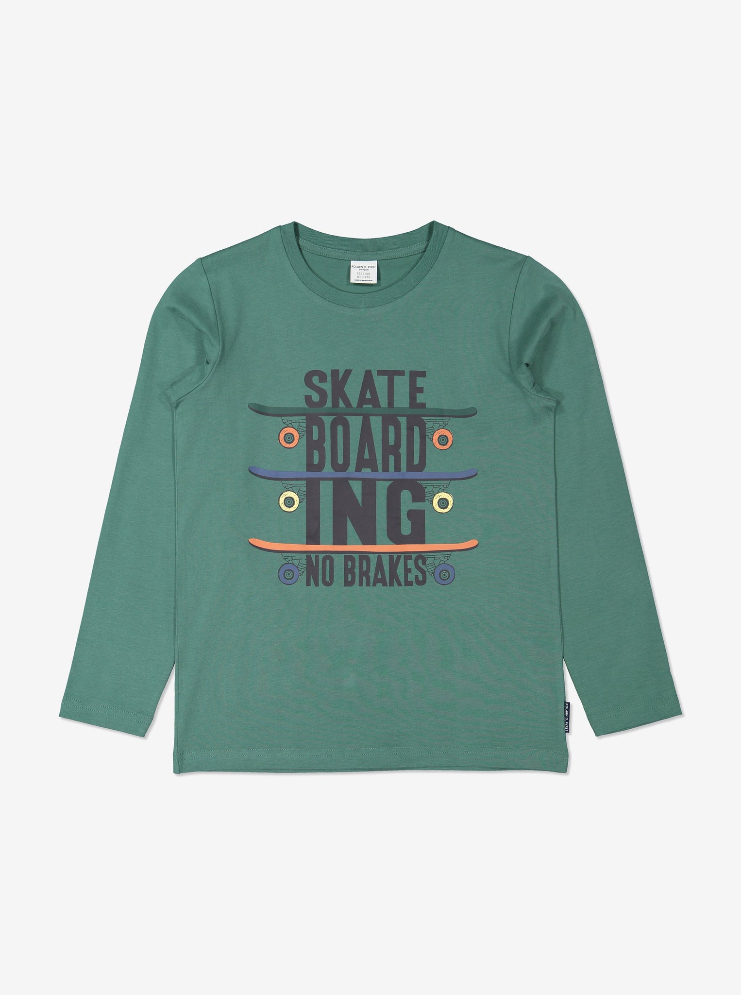 Boys Green Long Sleeved Skateboarding Top