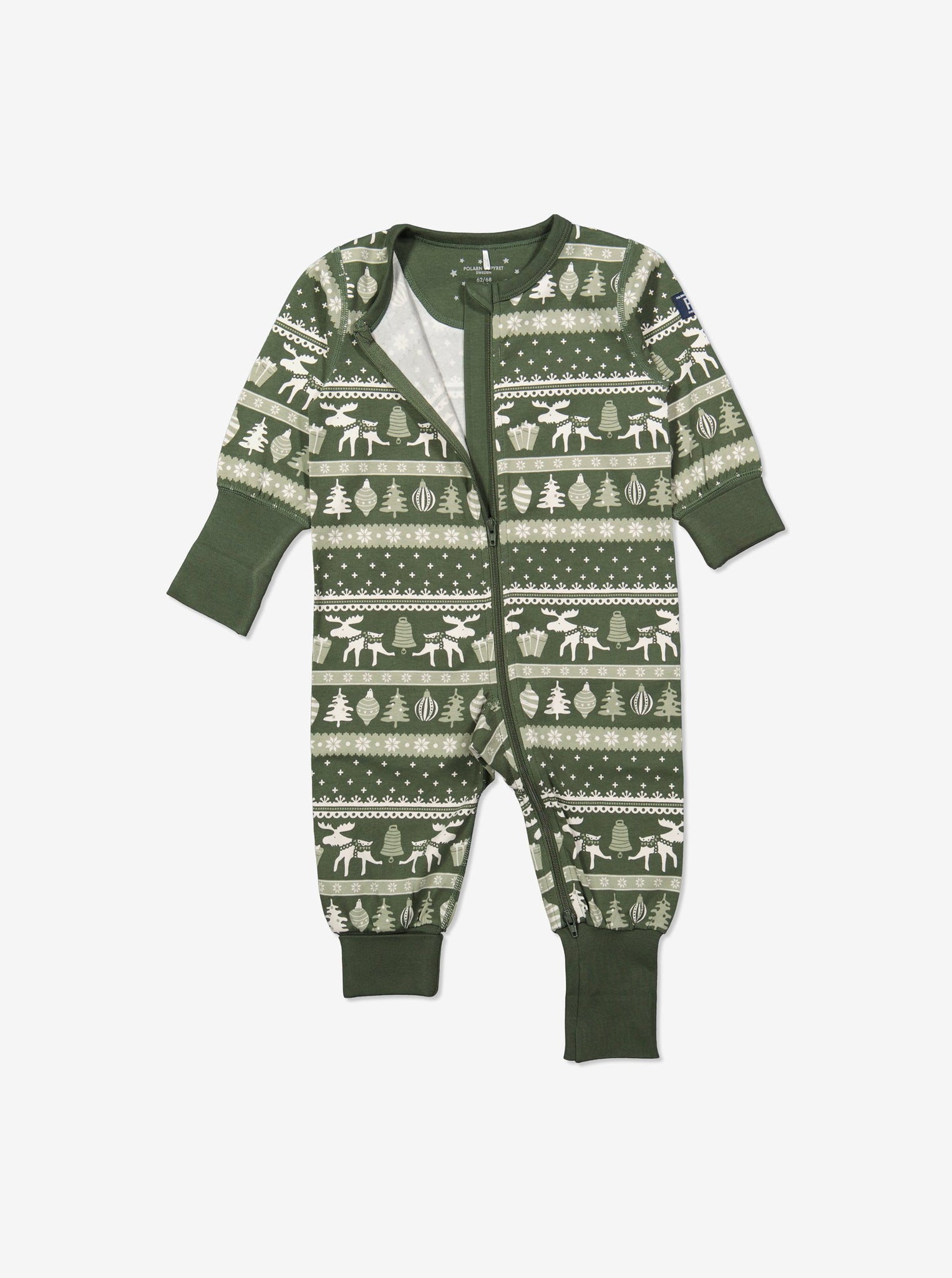 Green Kids Christmas Onesie Polarn O. Pyret UK