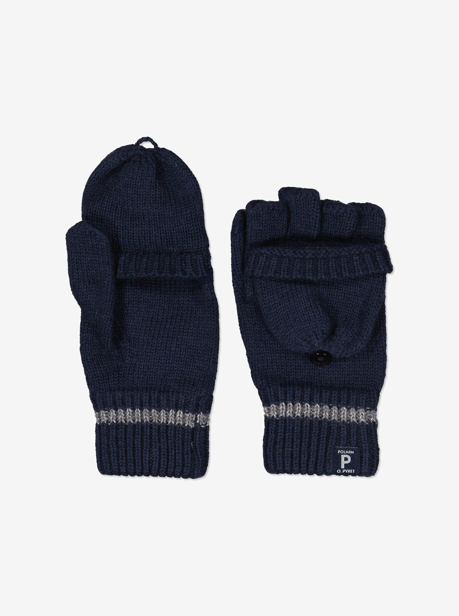 Navy Fingerless Kids Gloves from Polarn O. Pyret Kidswear. Warm kids gloves 