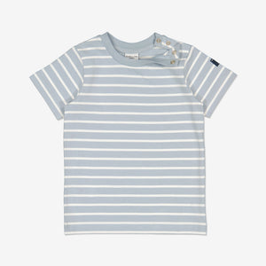  Cotton Striped Blue Kids T-Shirt from Polarn O. Pyret Kidswear. Made using ethically sourced materials.