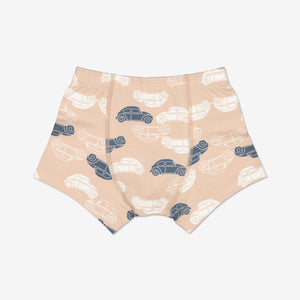  Cotton Car Print Boys Boxer Shorts from Polarn O. Pyret Kidswear. Made Using GOTS Certified Organic Cotton