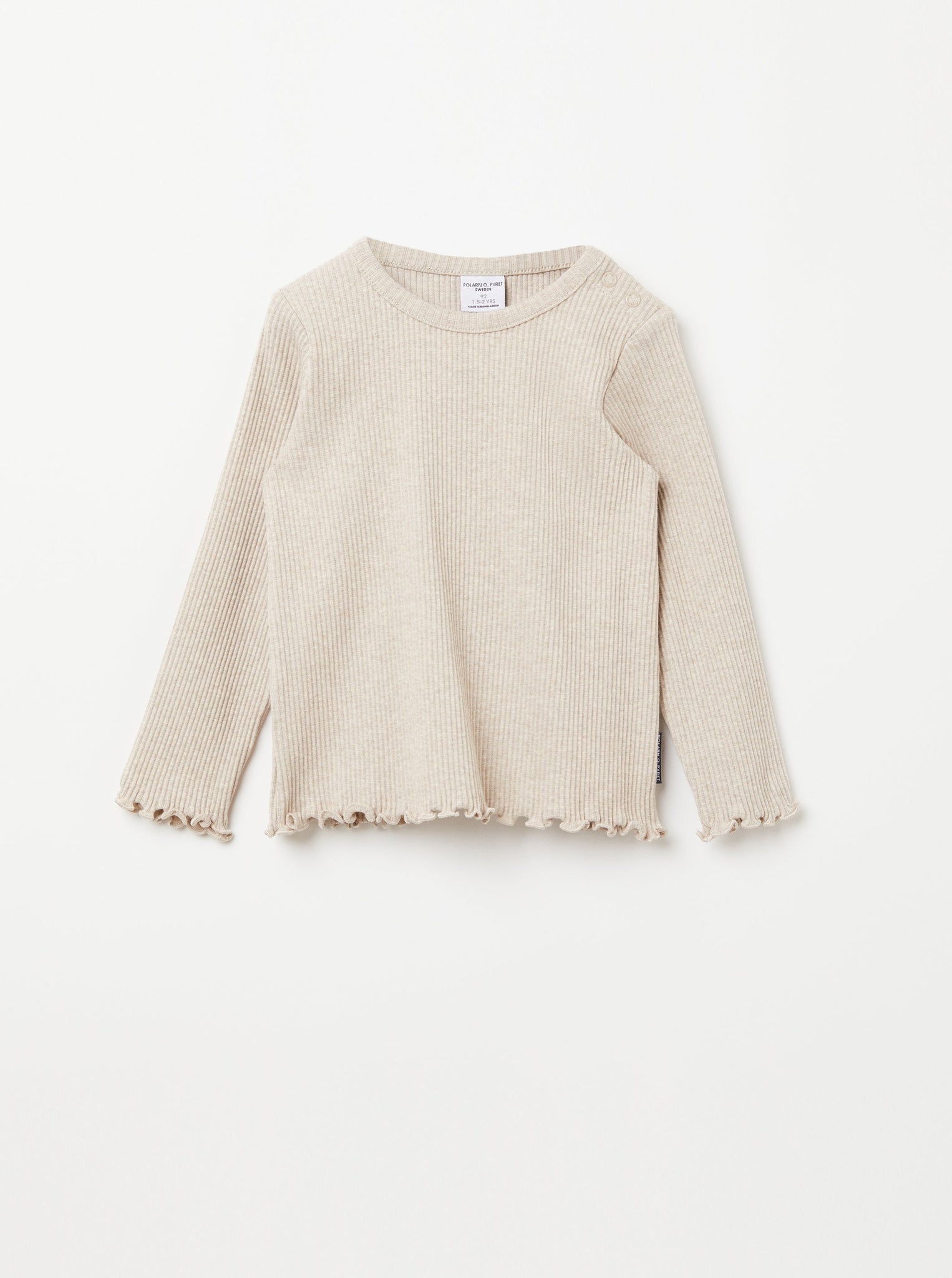 Beige Ribbed Kids Top from the Polarn O. Pyret Kidswear collection. Nordic kids clothes made from sustainable sources.