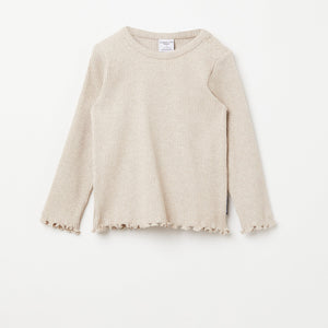 Beige Ribbed Kids Top from the Polarn O. Pyret Kidswear collection. Nordic kids clothes made from sustainable sources.