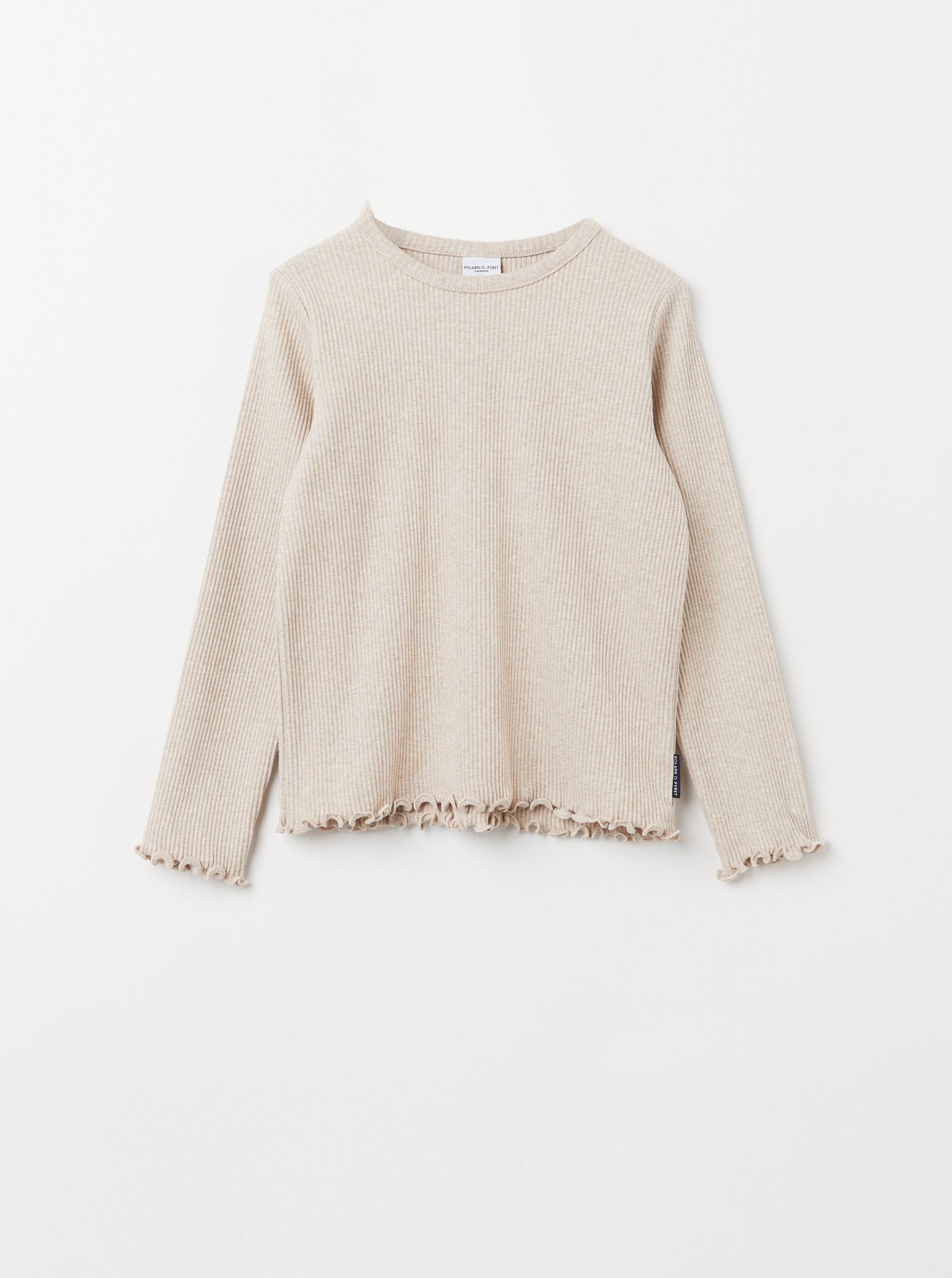 Beige Ribbed Kids Top from the Polarn O. Pyret Kidswear collection. Nordic kids clothes made from sustainable sources.