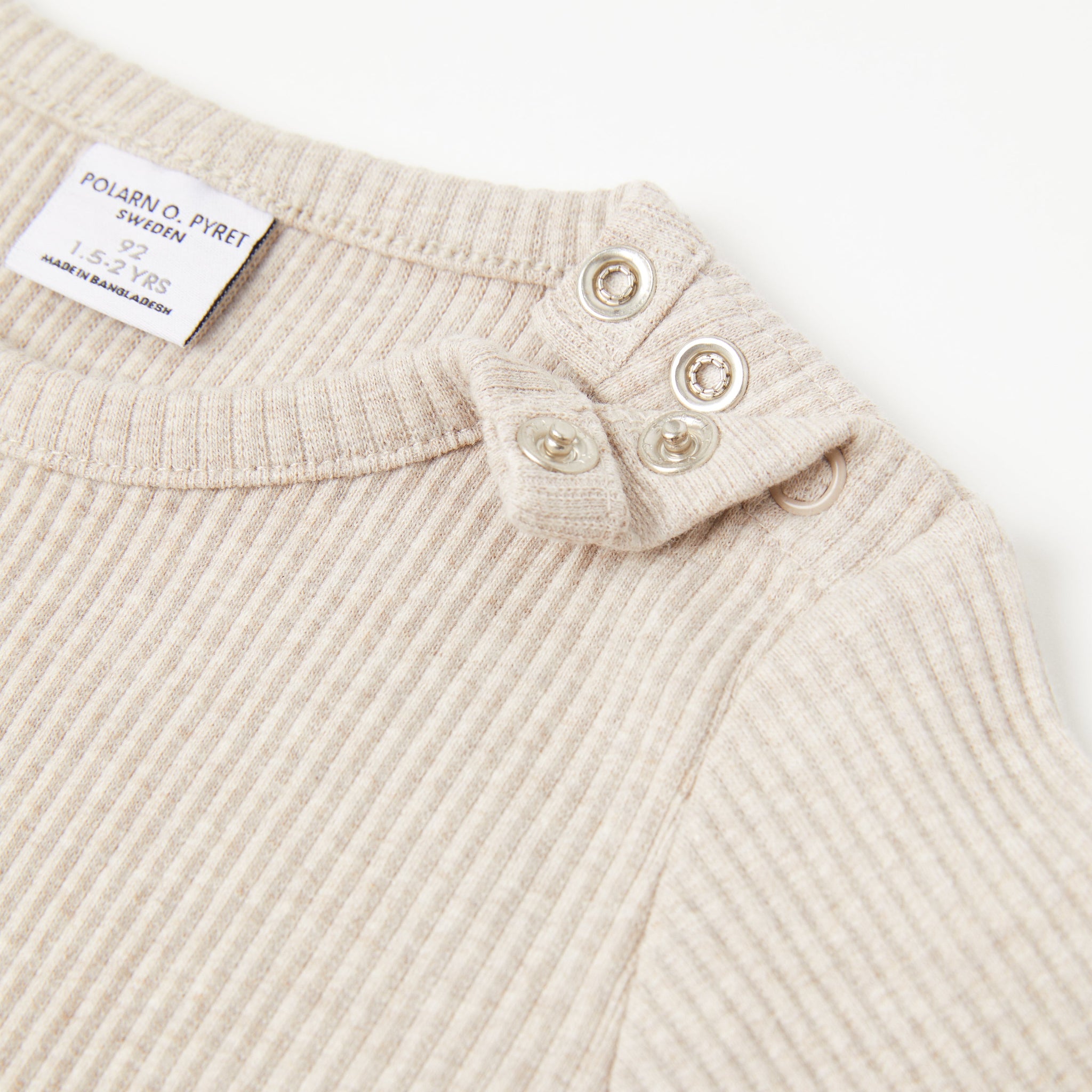 Beige Ribbed Kids Top from the Polarn O. Pyret Kidswear collection. Nordic kids clothes made from sustainable sources.