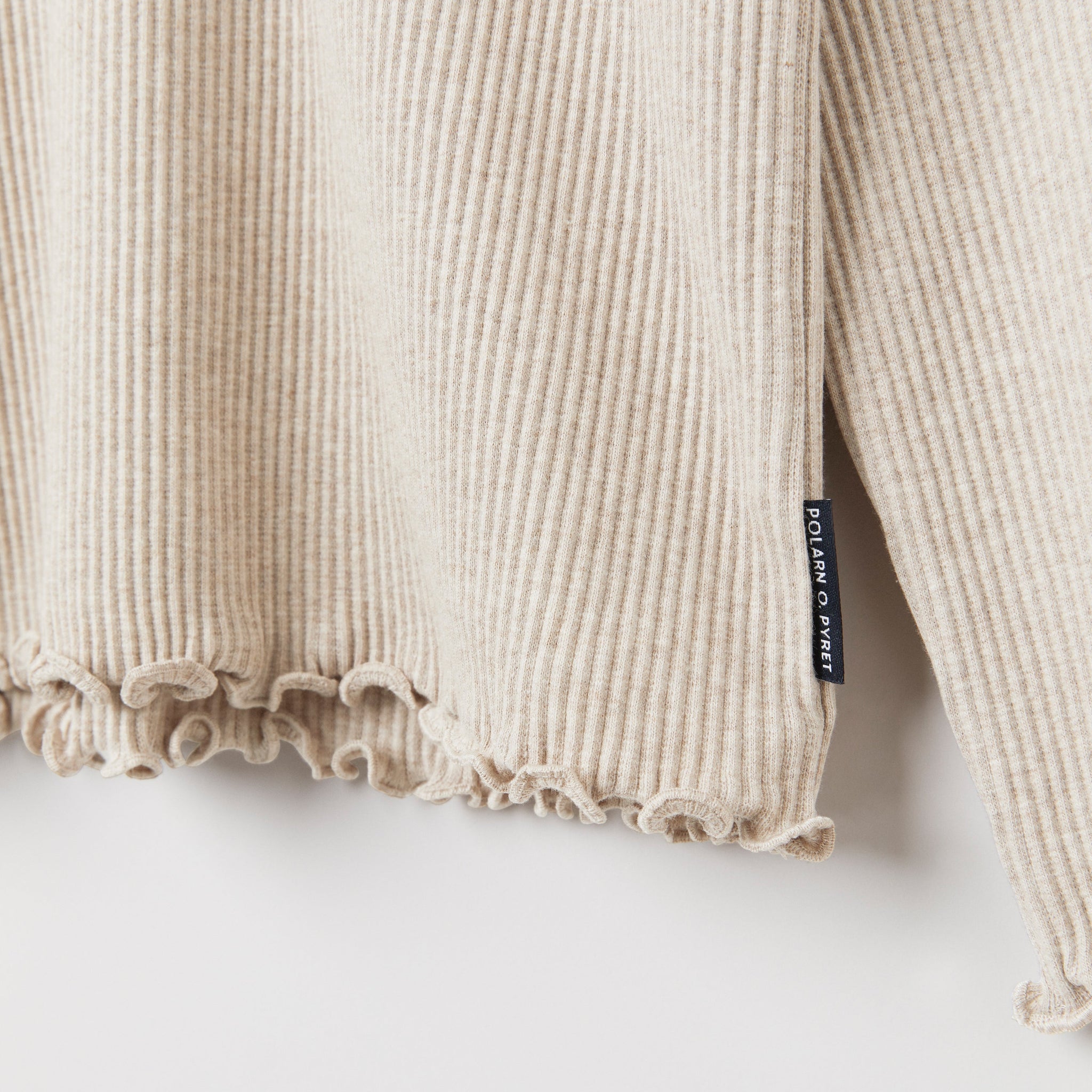 Beige Ribbed Kids Top from the Polarn O. Pyret Kidswear collection. Nordic kids clothes made from sustainable sources.