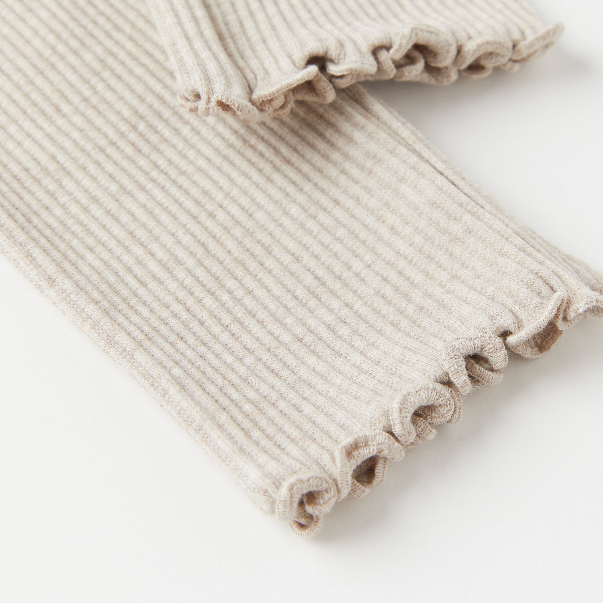 Beige Ribbed Kids Leggings from the Polarn O. Pyret Kidswear collection. Ethically produced kids clothing.