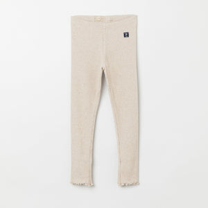 Beige Ribbed Kids Leggings from the Polarn O. Pyret Kidswear collection. Ethically produced kids clothing.