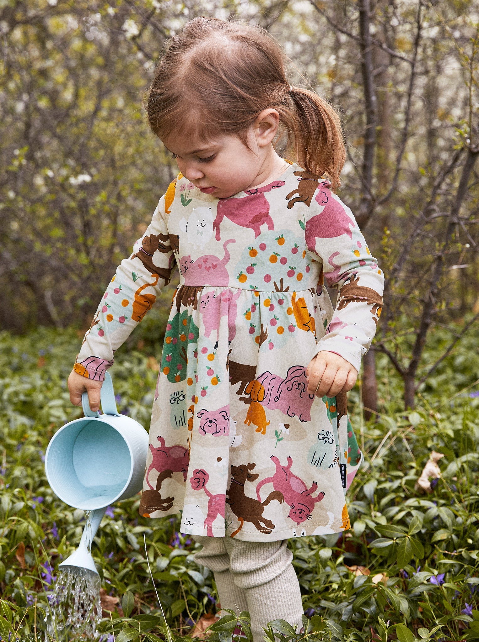 Beige Ribbed Kids Leggings from the Polarn O. Pyret Kidswear collection. Ethically produced kids clothing.