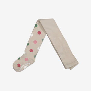 Polka Dot Beige Ribbed Baby Tights from the Polarn O. Pyret Kidswear collection. Ethically produced kids clothing.