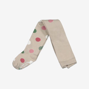 Polka Dot Beige Ribbed Baby Tights from the Polarn O. Pyret Kidswear collection. Ethically produced kids clothing.