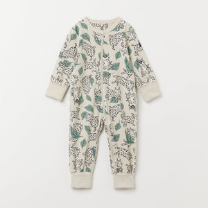 Big Cat Beige Baby Sleepsuit from the Polarn O. Pyret Kidswear collection. The best ethical kids clothes