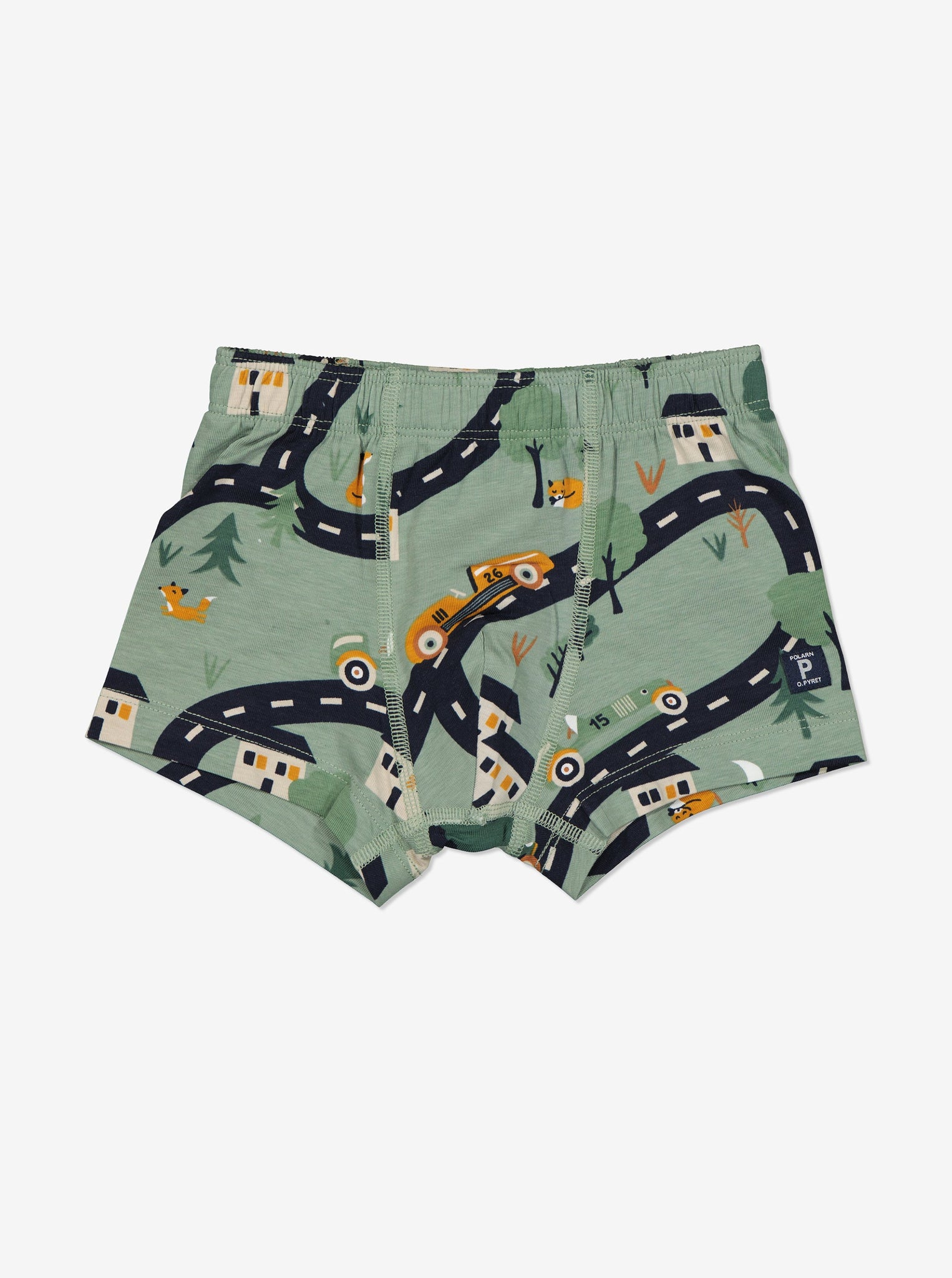 Organic Cotton Green Boys Boxers from the Polarn O. Pyret Kidswear collection. Clothes made using sustainably sourced materials.