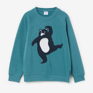 Bear Print Blue Kids Sweatshirt from the Polarn O. Pyret kidswear collection. Nordic kids clothes made from sustainable sources.