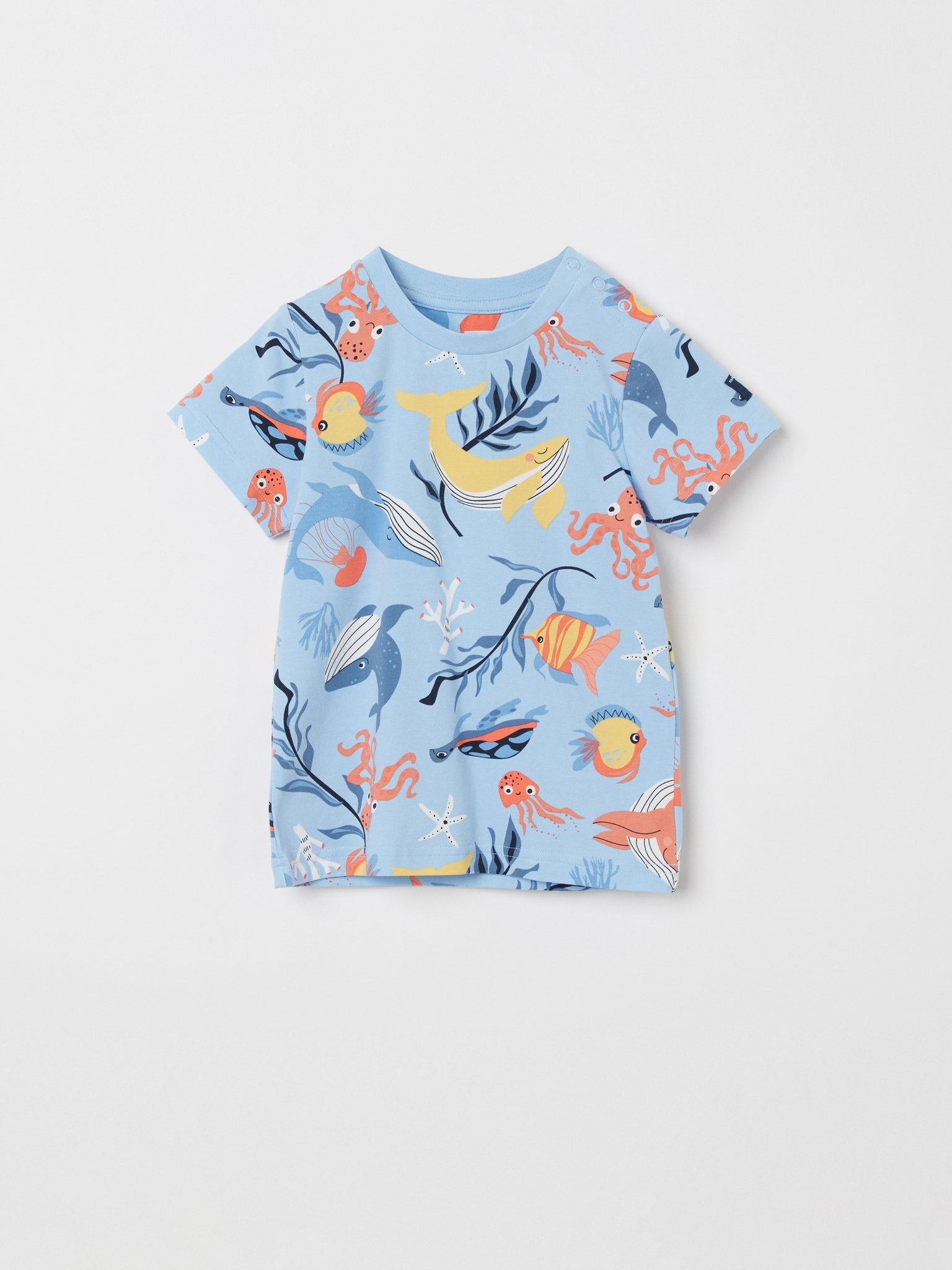 Sealife Print Blue Kids T-Shirt | Polarn O. Pyret UK