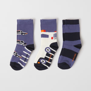 Blue Kids Socks Multipack from the Polarn O. Pyret kidswear collection. Clothes made using sustainably sourced materials.