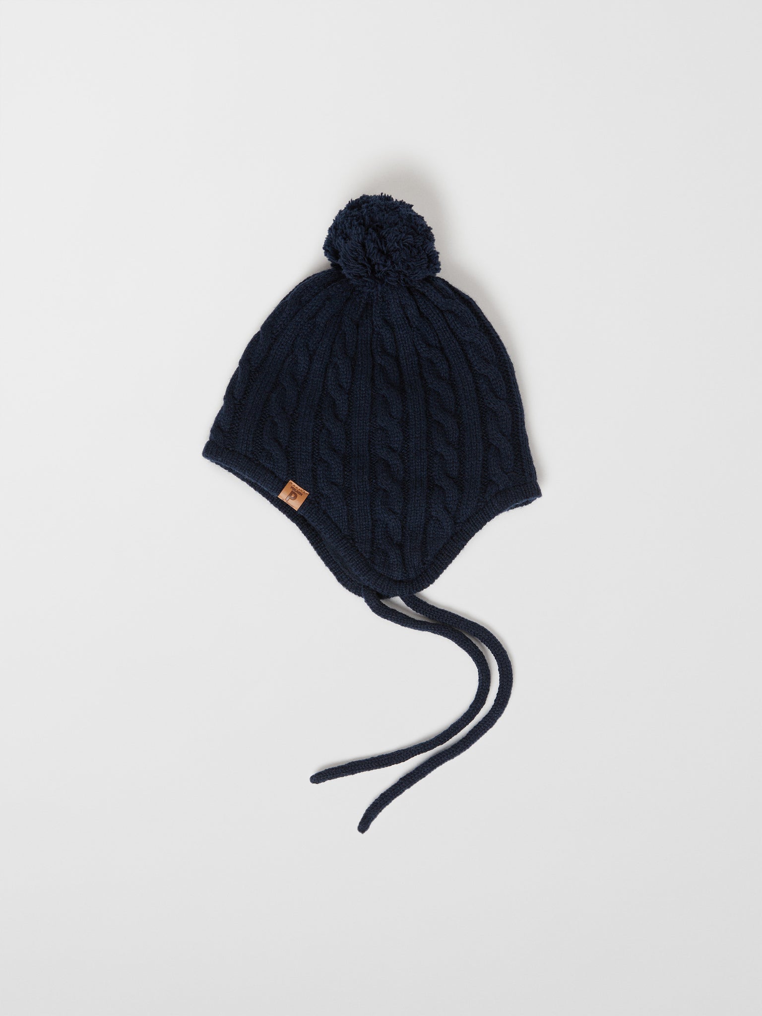 Wool Kids Navy Bobble Hat Polarn O. Pyret UK