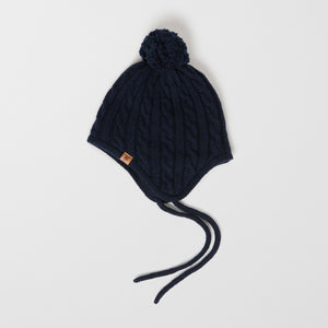 Kids navy store bobble hat